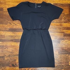 Banana Republic Blouson Chic Minimalist Classic Black Mini Dress Short Sleeve S8